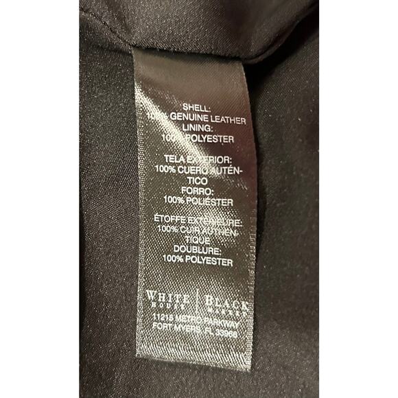 White House Black Market Moto Jacket Black Leather Zip Pockets Lined, Size M - Picture 5 of 6